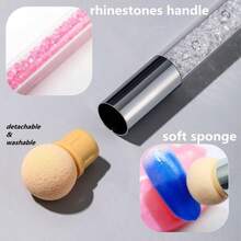 Resin Nail Art Palette And UV Gel Gradient Sponges Pens With 4 Pcs Replacement Head, Nail Sponges For Ombre Double Head Brush For Nail Art Manicure Tools(Pink) - Multicolor - View 3