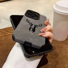 Antler Pattern Faux Leather Phone Case For IPhone 17 16 Pro Max 15 14 13 12 11 Pro Max XR X XS 7 8 Plus  Anti-Drop Cover 01CI - 棕色 - 查看 4