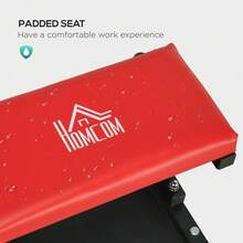 HOMCOM Workshop Stool, Rolling Machine Stool With 360Â° Swivel, Padded Seat, Tool Tray, Red - A - 查看 7
