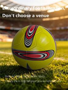 1PC, Size 5 Soccer Ball, Beautiful Colors And Exquisite Pattern Design, Suitable For Individual Training And Team Matches, Basic Style, PVC Material, Machine-Stitched, Soft And Comfortable Feel, Indoor And Outdoor Use - Yellow - View 5