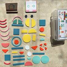 Children's Shape Puzzle Building Blocks, Wooden Educational Construction Toy, Geometric Shape Recognition Blocks, Plastic Storage Box For Easy Organization, Creative DIY Building Block Set - Multicolor - View 3
