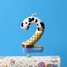 1pc Number 0-9 Birthday Candle, Denim Blue & White Handmade Design, Cake Decoration Topper, Suitable For Birthday Party Dessert Table Birthday Candle - View 14
