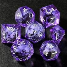 Set Dadu D&D Bystander Longan, Dadu Mata Kucing Buatan Tangan dari Resin Cair dengan Tepi Tajam, 7 buah, Cocok untuk Permainan Peran di Meja - MultiWarna - View 6