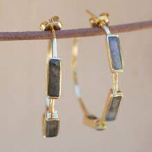 Vintage Carved Geometric Large Hoop Earrings For Women, Vacation Gift - Gold - View 1