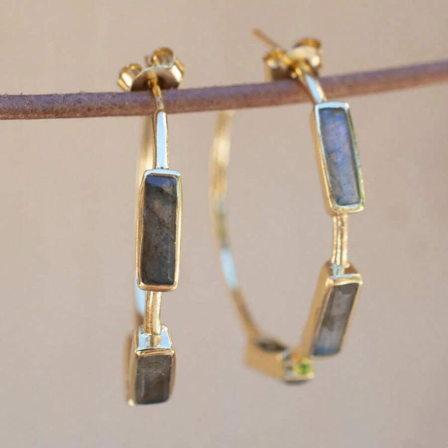Vintage Carved Geometric Large Hoop Earrings For Women, Vacation Gift - Gold - View 1