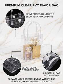 20pcs Clear Plastic Gift Bags, 6.3 X 5.1 Inches, Suitable For Boutique Weddings, Birthdays, Parties, Christenings, Bachelorette Parties And Graduation Gift Bags - Transparent - View 3