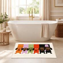 1pc Dachshund Soft Comfortable Home Decor Mat, Illustration Style, TPR Non-Slip Backing, Faux Cashmere Floor Covering, Machine Washable, Suitable For Entryway, Porch, Indoor, Living Room, Bedroom, Bathroom, Laundry Room, Dorm, Game Room - Multicolor - View 6