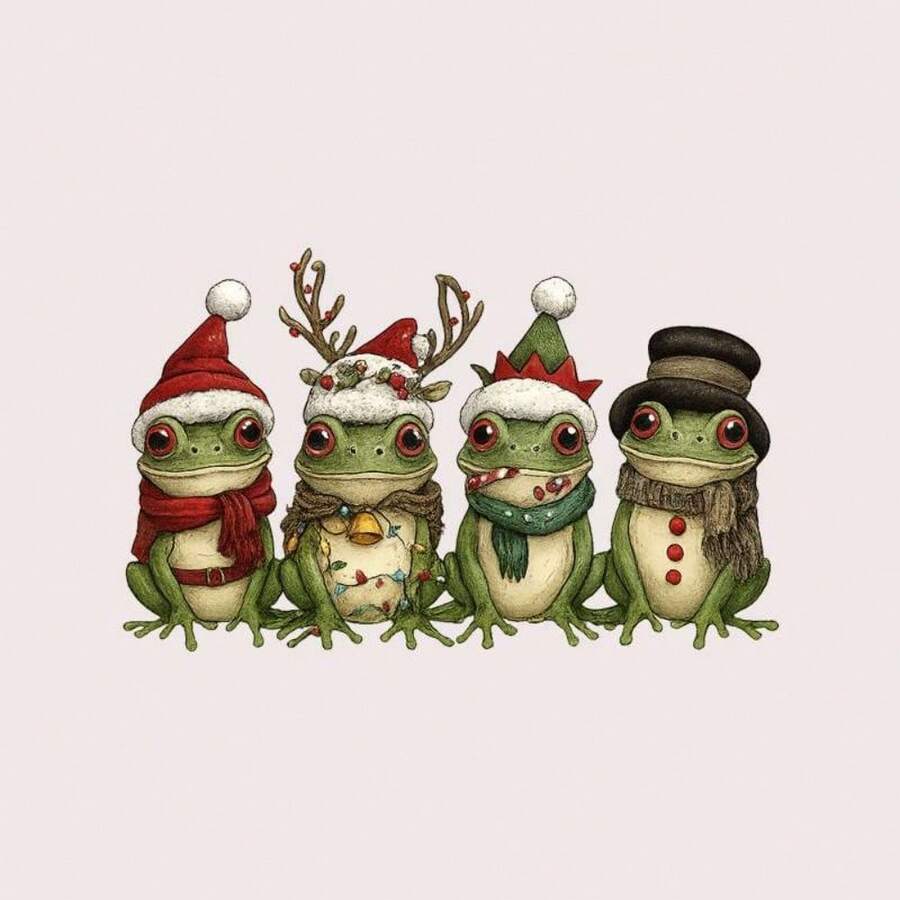 1/2/3pcs Christmas Frog Pattern Heat Transfer Stickers, Suitable For T-Shirt Making, Pillow Decoration, Multi-Color Durable Washable Vinyl Material, Suitable For Backpacks, Pillows, Pants, Sofas, Anti-Fading T-Shirt Printing Stickers