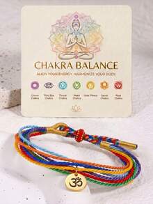 Pulseras para hombres y mujeres, pulseras de cuerda trenzada ajustable de estilo bohemio, joyería para yoga y meditación, regalos de uso diario para amigos y familiares - Multicolor - Ver 2