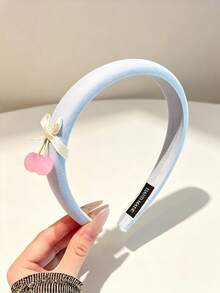 1件馬卡龍果凍櫻桃蝴蝶結海綿髮箍，優雅高冠洗臉髮帶，清新百搭女性髮飾 - 彩色 - 查看 3