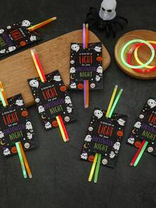 48pcs Halloween Glow Stick Cards, Halloween Glow Stick Bracelet Packaging Cards With Pumpkin, Ghost, Spider Web Design, "A Little Light To Brighten Your Halloween Night", Halloween Decoration, Halloween Party Decoration, Halloween Candy Or Trick Or Treat Decoration, Happy Halloween Decoration, Halloween Outdoor Decoration (Glow Sticks Not Included) - Multicolor - View 9