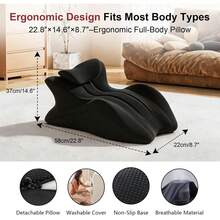 Multi-Functional Ergonomic Memory Foam Wedge Pillow, 27° Angle Perfect, Wedge Memory Foam Butt Cushion, Provides Waist And Neck Support, Prone Pillows For Sleeping,Reading,Massage,Dorm Room,Body Pillows,Pillows For Bed,Neck Pillow,Throw Pillows - Multicolor - View 6