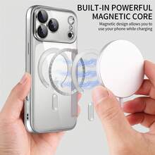 1件式翻蓋全包覆手機殼，適用於 Apple 17 Pro Max A56，磁吸透明保護殼，附卡槽，防摔皮革外殼 - 銀色 - 查看 5