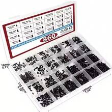 860 PCS Small Computer Screws Assortment Kit, Black Tiny Eyeglass Screws M1.2 M1.4 M1.7 M2 M2.5 M3 - Black - View 3