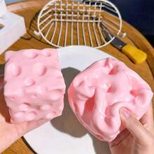 Giant Cheese Block Stress Ball, Large Cheese Shaped Squeeze Toy, Non-Bouncing Fingertip Toy, ASMR Sensory Stress Relief Christmas Gift, Large Cheese Ball Squeeze Toy, Realistic Bread Texture, Slow Rebound TPR Shell - Multicolor - View 7