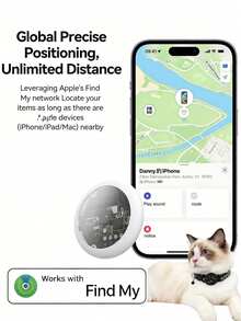 寵物貓防丟定位項圈套組，包含項圈 + 定位器 + 保護殼。不適用於 Android 系統。一鍵追蹤，發光保護殼，超長電池續航力。可用於定位錢包、行李 - 彩色 - 查看 12