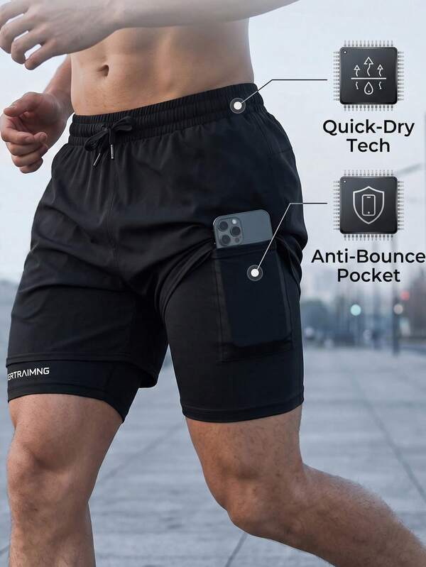 Men's Sports Shorts, Quick-Drying And Lightweight, With Towel Loop And Phone Pocket, Suitable For Gym Workouts, Running Training And Outdoor Sports