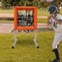 Portable Heavy Duty Baseball Practice Net, Stable T-Shaped Stand Baseball Pitching Net With Ground Stakes For Softball Training - Orange - View 11