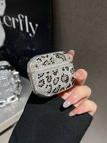 1pc High-End Luxurious Bling Bling Rhinestone Earphone Protective Case, Girly Full Rhinestone Design, Anti-Drop Anti-Loss, Suitable For AirPods Series Bluetooth Earphone Protective Shell - White - View 4