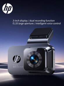 HP High Definition Dash Cam, 2K Resolution, 3-Inch LCD Color Screen, Voice Control & Parking Monitoring, Supports Up To 128GB Storage, Full Protection For Driving - Black - View 1
