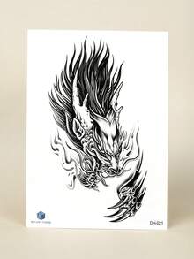 STARTTOOS 1pc Large Arm Tattoo Sticker For Men, Black Bold Dragon Head & Claw Pattern, Temporary Tattoo Decal For Arm, Chest, Abdomen, Leg, Party Gift, DIY Holiday Gift - Black - View 5