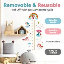 SMLAZ 1PC Giraffe & Dinosaur Height Chart Wall Sticker - Creative Cartoon Growth Measurement Decal, Suitable For Kids Room And Home Decor, Self-Adhesive Removable Vinyl Sticker - C - View 3