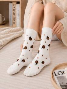 5 Pairs/1 Pair Colorful Cute Cartoon Insect Pattern Mid-Calf Socks, Women's Casual Sweet Ladybug Pattern Sports Socks, Breathable Skin-Friendly Moisture-Wicking, Suitable For Daily Wear And Outdoor Sports - Multicolor - View 10