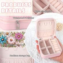 2pcs Diamond Painting Kit With Zipper Jewelry Box, Floral Pattern, Canvas Material, Partial Mosaic Craft, DIY Large Capacity, Suitable For Women Hobbyists, Thanksgiving Holiday Gift - View 7