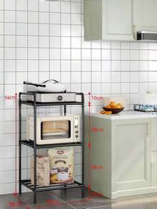 1pc 2-6 Tier White/Black Metal Multi-Function Storage Rack, Freestanding Stackable Microwave Storage Rack, Heavy Duty Space-Saving Stand, Suitable For Kitchen, Laundry Room And Dorm, Back To School And Moving Essentials - Multicolor - View 10