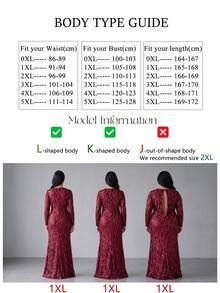 UNITHORSE 女款大尺碼 V 領亮片長袖收腰修身閃亮長洋裝 派對婚禮穿著 - 酒紅色 - 查看 8