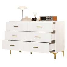 Sideboard With 6 Drawers - White Door Cabinet With Drawers For Living Room And Bedroom, Dimensions: - 白色 - 查看 8