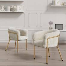 White Faux Fur Reading Chair - White - View 3