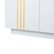 Living Room Sideboard, Storage Cabinet With 4 Doors, 35x140x70cm. Gold And White Design, Adjustable - White - View 5