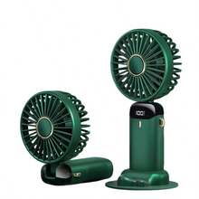 USB Portable Mini Fan With Digital Display, Quiet 800mAh Rechargeable, 3-In-1 Handheld Neck Hanging Desktop Cooling Fan For Office, Dorm, Outdoor Camping, 90° Foldable Base - Multicolor N15 - View 13