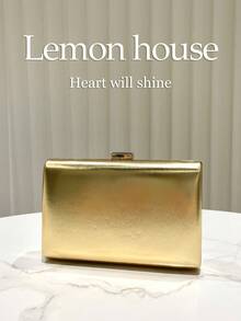 1 Stück gold glänzende reflektierende PU-Stoff kleine Clutch-Tasche, Damen Abendtasche, Handtasche, Party-Tasche, Hochzeits-Brauttasche, mit Metallkette, geeignet für Bankett, Party, Tanz, Cocktail, Hochzeit, Festival, für Frauen, perfektes Geschenk für Frauen - Gold - Übersicht 4