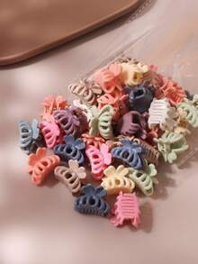 10/20/30pcs Morandi Hollow Geometric Small Hair Claw Clips For Women, Niche Minimalist Back Of Head Bun & Loose Hair Small Hair Claw Hair Accessories - Multicolor - View 2