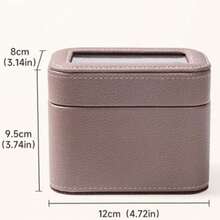 1pc 2-Slot Leather Watch Box With Mirror, Dust-Proof Transparent Visible Compact Portable Scratch-Resistant Premium PU Leather With Soft Velvet Lining Watch Storage Box, Minimalist Luxury Business Style Solid Grey-Brown Rounded Small Rectangular Transparent Window Built-In Mirror Removable Soft Pad Watch Storage Protection Display Travel Watch Storage Box Business Trip Vanity Daily Use Birthday Gift Holiday Gift - Multicolor - View 4
