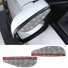 2 piezas Protector de lluvia brillante para espejo retrovisor de coche con strass, visera de lluvia para espejo retrovisor de coche, escudo de lluvia - A - Ver 8