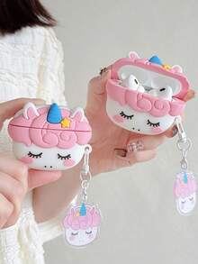 Lolla 1pc Little Monster Bluetooth Earphone Case Compatible With Airpods Pro/Pro2/Pro3/Airpods4 Earphone Protective Cover - Baby Pink - View 3