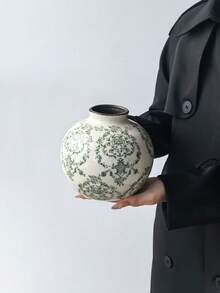 1个美式乡村风格裂纹陶瓷花瓶，复古花卉田园装饰花瓶，大容量壁炉架花瓶，适合插鲜花/干花，创意复古，节日派对装饰 - 彩色 - 查看 17