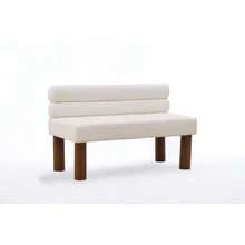 Oversized Modern Minimalist Bench, Armless Design, Wooden Frame – Ideal For Dining Room/Bedroom/Entrance Area - Beige - View 10