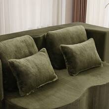 Large Modern White 2 Seat Sofa With 4 Throw Cushions, High Density Foam Folding Mattress, Suitable - 綠色雙座 - 查看 5