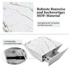 Modern Trumpet Coffee Table White Marble Veneer Living Room Table 70x70x37cm - 白色 - 查看 5