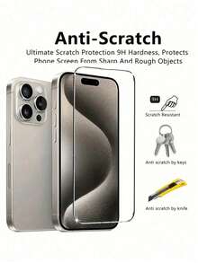 1片鋼化玻璃螢幕保護貼,適用於 iPhone 17/16e/15/14/13/12/11 Pro Max/14/15/16 Plus - 無色 - 查看 4
