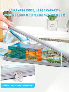 1pc L-Shaped Large Opening Mesh Zipper File Bag, Student Tote Bag For Exams, Tutoring, Homework Storage, 3-Layer Compartment, Large Capacity, Thickened Mesh, Flexible And Wear-Resistant, Storage Bag For Student Homework, Exam Hall, Office And Daily Use - View 1