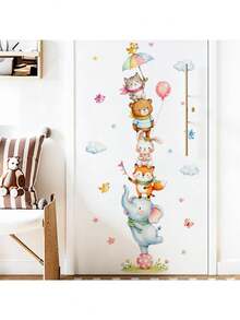 1pc Stackable Cartoon Forest Animal Cloud Balloon Wall Sticker, Removable Self-Adhesive Wall Decal For Kids Kindergarten, Baby Nursery, Playroom, Cute Watercolor Animal Home Decor - Forest Animals - View 4