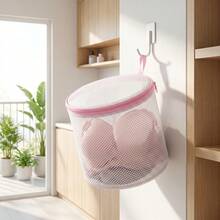 Bra Mesh Laundry Bag, Anti-Deformation Support Washing Machine Lingerie Wash Bag, Honeycomb Polyester Mesh Zipper Bra Protector Bag, For Wireless & Underwire Bras, Underwear Delicates Cleaning Organizer, Home Travel Laundry Accessory - White - View 6