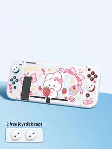 New Switch 2 Protective Case (2025) Game Accessory, 1pc Compatible With Switch 2/Switch OLED/Switch NS/Lite, Cartoon Strawberry Rabbit Pattern Protective Shell, Storage Bag, Switch Battery Version Game Console Accessory Protective Case, Anti-Scratch Cover, Free Joystick Cap, Best Gift Compatible With Switch Game Players. - Multicolor - View 25