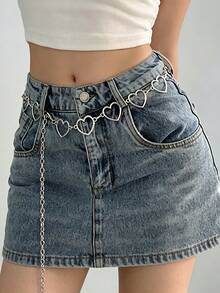 1 Piece Of Women's Versatile Hollow Heart Waist Chain Fashionable Decoration Dress Accessory Denim Chain Suitable For Daily Matching Use - Silver - View 5