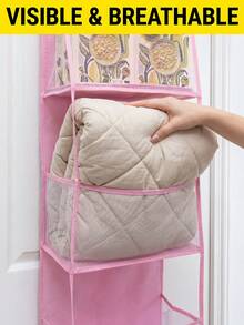 1pc 4-Tier Over-The-Door Hanging Storage Bag, Cosmetic Wall-Mounted Organizer Bag, Large Capacity Hanging Storage Bag, Suitable For Kitchen, Bathroom, Closet, Bedroom, Dorm, Diapers, Toys. Decor, Holiday, Room, Bedroom, Home Storage - Multicolor - View 8